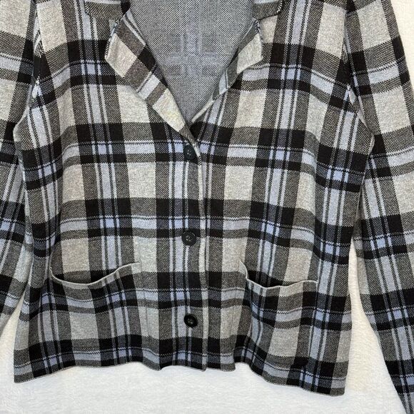 Tahari Sweater Blazer Women’s XL Multicolor Gray Plaid Business Casual Office - Picture 5 of 16